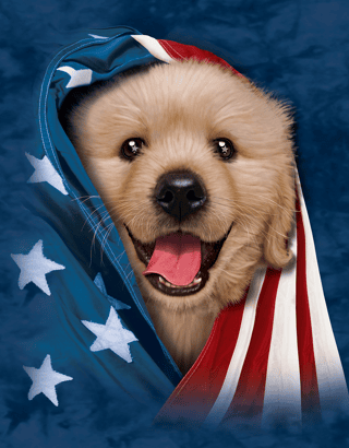 Dog in American Flag Wall Mural