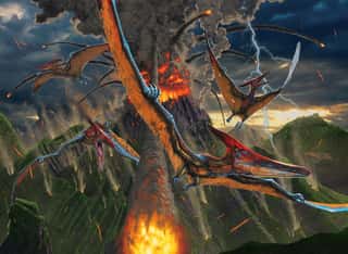 Eruption and Dinosaurs Wall Mural