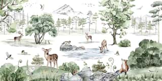 Deer Forest Winter Wall Mural