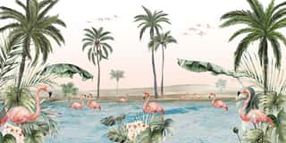 Flamingo Oasis Wall Mural