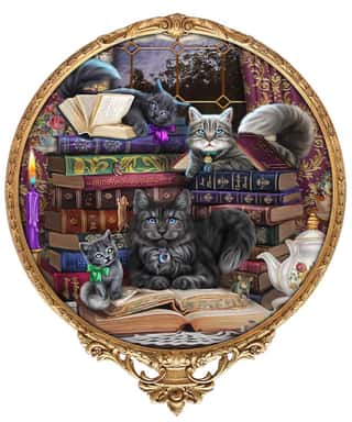 Storytime Cats Round Frame Wall Mural