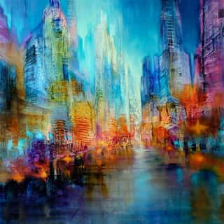 Big City: Red and Turquoise Wall Mural