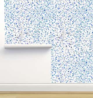Blue Tiny Bubbles Wallpaper by Ninola Designs