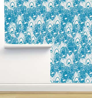 Peacock Feather Blue Wallpaper by Monor Designs