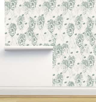 Peacock Feather Mint Green Wallpaper by Monor Designs