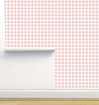 Gingham Baby Pink Wallpaper by Erin Kendal