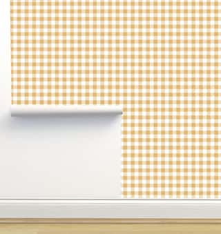 Gingham Honey Yellow Wallpaper by Erin Kendal
