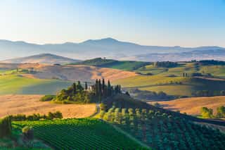 Scenic Tuscany Landscape At Sunrise, Val D\'Orcia, Italy Wall Mural