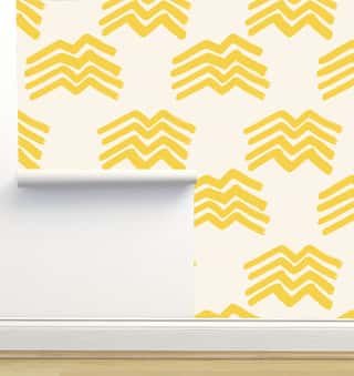 Boho Mountains Yellow Wallpaper by Julia Schumacher