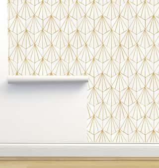 Triangle Lined Hex Marble Wallpaper by Erin Kendal