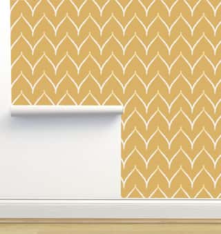 Waves Yellow Wallpaper by Monor Designs