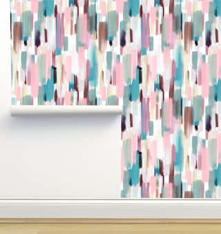 Abstract Brushstrokes Pastel Wallpaper by Ninola Designs