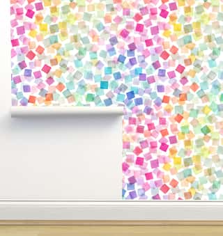 Confetti Plaids Party Multicolored Wallpaper by Ninola Designs