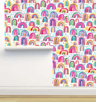 Cute Rainbows Multi Wallpaper by Ninola Designs