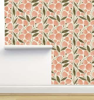 Cecile Pink and Green Wallpaper by Amy MacCready