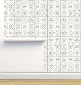 Tile White Wallpaper by Monor Designs