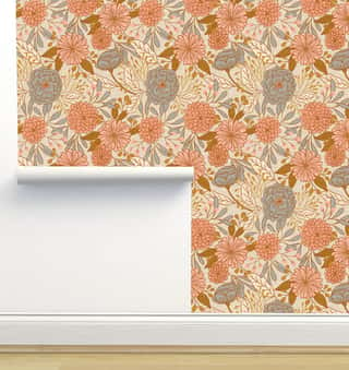 Cordelia Pink and Beige Wallpaper by Amy MacCready