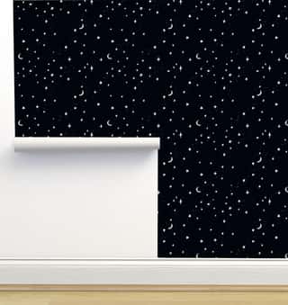 Celestial Universe Starry Night on Black Wallpaper by Erin Kendal