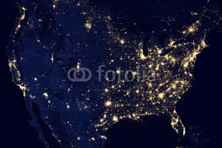 Satellite View Of The Night Lights Of The Cities Of United States  Elements Of This Image Furnished By NASA Wall Mural