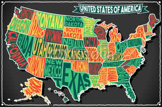 USA Map Vintage Blackboard 2D Vector US America Wall Mural