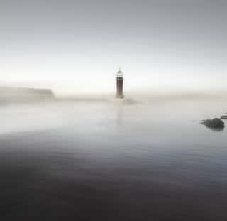 Lonely Light House in the Fog Wall Mural