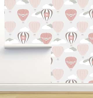 Hot Air Balloons Pink Wallpaper by Lisee Ree