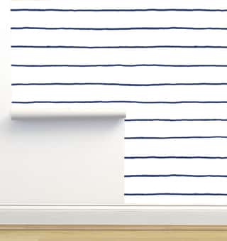Indigo Beach Stripes Wallpaper by Julia Schumacher