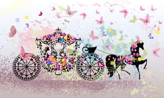 Floral Carriage Wall Mural