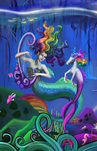 Magical Mythology Rainbow Mermaid Wall Mural