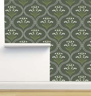 Lily of the Valley Ogee Wallpaper by Lisee Ree