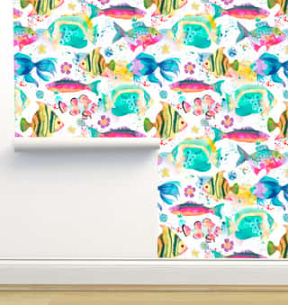 Sea Marine Colorful Fishes Wallpaper by Ninola Designs
