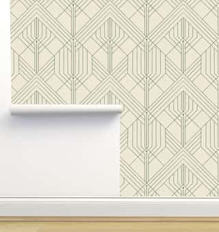 George Beige and Green Wallpaper by Amy MacCready