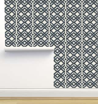 Graham Navy and Beige Wallpaper by Amy MacCready