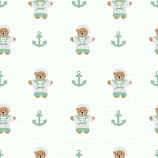 Sailor Teddy Bear Wallpaper Pattern Wall Mural