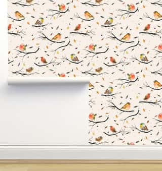 Birds Tree Branches Autumn Wallpaper by Ninola Designs