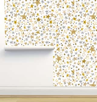 Winter Stars Gold Wallpaper by Ninola Designs