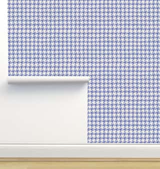 Houndstooth in Royal Blue Wallpaper by Erin Kendal
