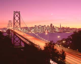 USA, California, San Francisco, Bay Bridge At Dusk Wall Mural