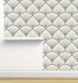 Madrid Navy and Beige Wallpaper by Amy MacCready