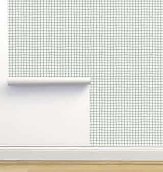 Wobbly Gingham in Blue Wallpaper by Erin Kendal