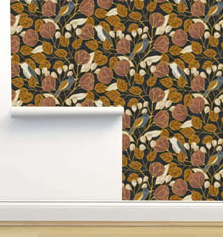 Archibald Gold and Maroon Wallpaper by Amy MacCready