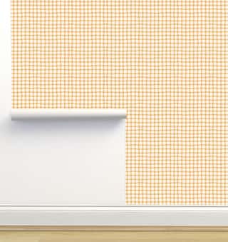 Wobbly Gingham in Yellow Wallpaper by Erin Kendal