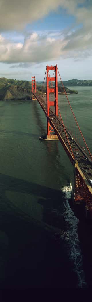 Aerial View Of A Bridge, Golden Gate Bridge, San Francisco, California, USA Wall Mural