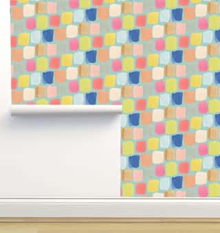Acid Yellow Collection Bricks Blue 16 Wallpaper by Jenna Rainey