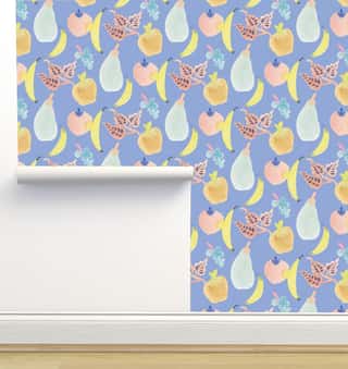 Acid Yellow Collection Bricks Blue 2 Wallpaper by Jenna Rainey