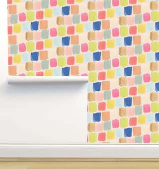 Acid Yellow Collection Bricks Blue 4 Wallpaper by Jenna Rainey