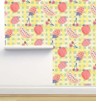 Acid Yellow Collection Floral Gray 1 Wallpaper by Jenna Rainey