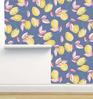 Acid Yellow Collection Floral Gray 4 Wallpaper by Jenna Rainey
