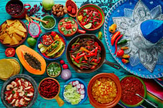 Mexican Food Mix Colorful Background Wall Mural