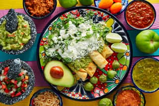 Green Enchiladas Mexican Food With Guacamole Wall Mural